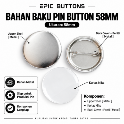 Bahan Baku Badge Pin 58mm Set Lengkap Metal Mika Peniti untuk Usaha Custom Pin